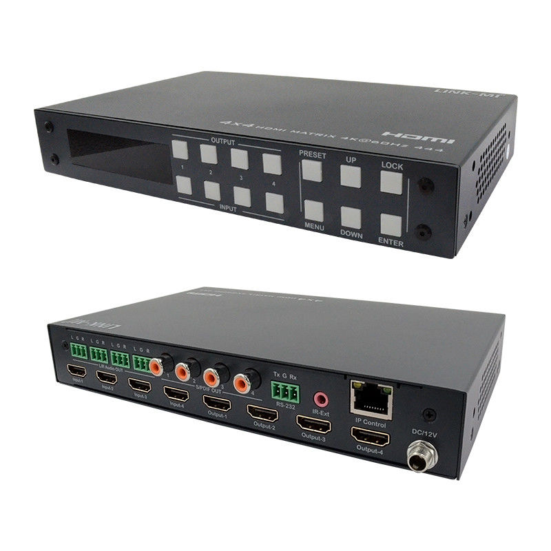 4x4 HDMI Matrix Αναλογική και SPDIF Εξόρυξη ήχου 4K TCP/IP Web GUI Control