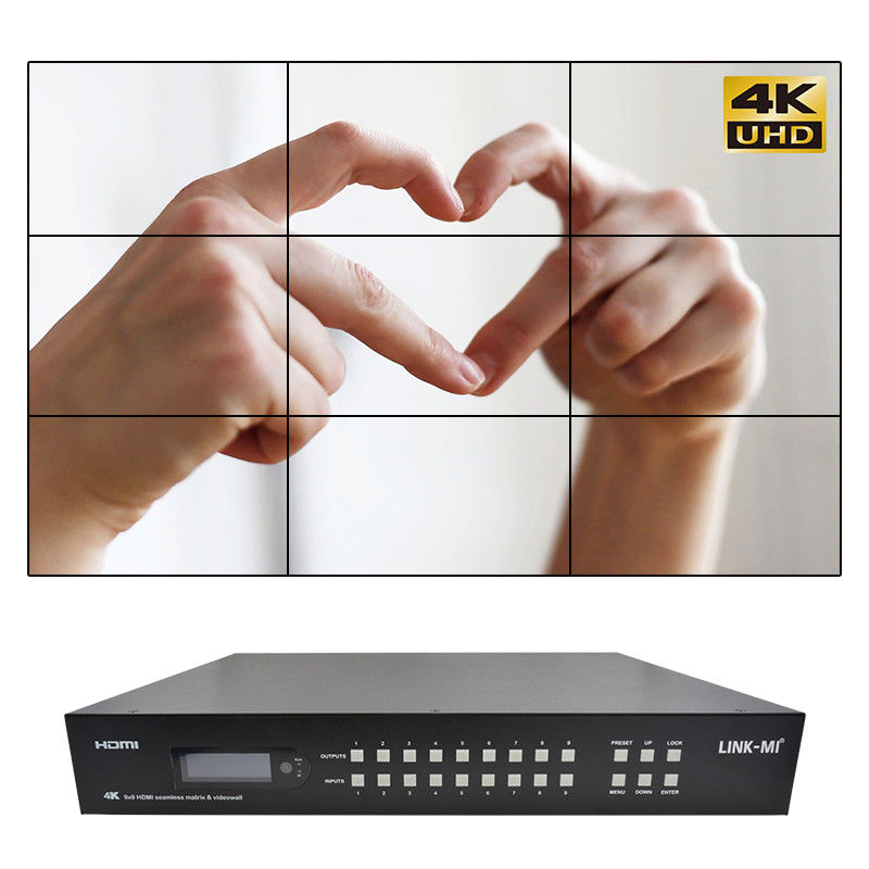 9x9 70M HDMI επεξεργαστής τοίχου βίντεο Hdmi Splitter 3x3 4K HDMI Matrix Extender