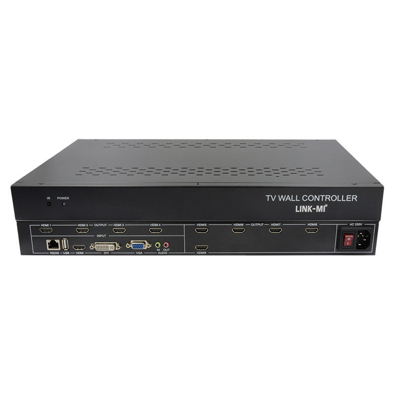 9 κανάλια HDMI Video Wall Controller 3X3 Ζουμ Υποτίτλοι Πολλαπλής οθόνης για διαφήμιση