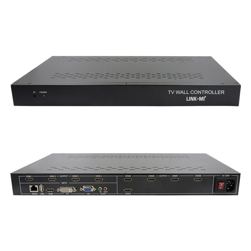 9 κανάλια HDMI Video Wall Controller 3X3 Ζουμ Υποτίτλοι Πολλαπλής οθόνης για διαφήμιση