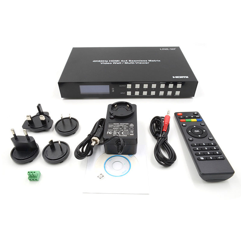 60Hz 4X4 4K Ελεγκτής τοίχου βίντεο 4X1 2x2 Ελεγκτής τοίχου τηλεόρασης Seamless Matrix Switch