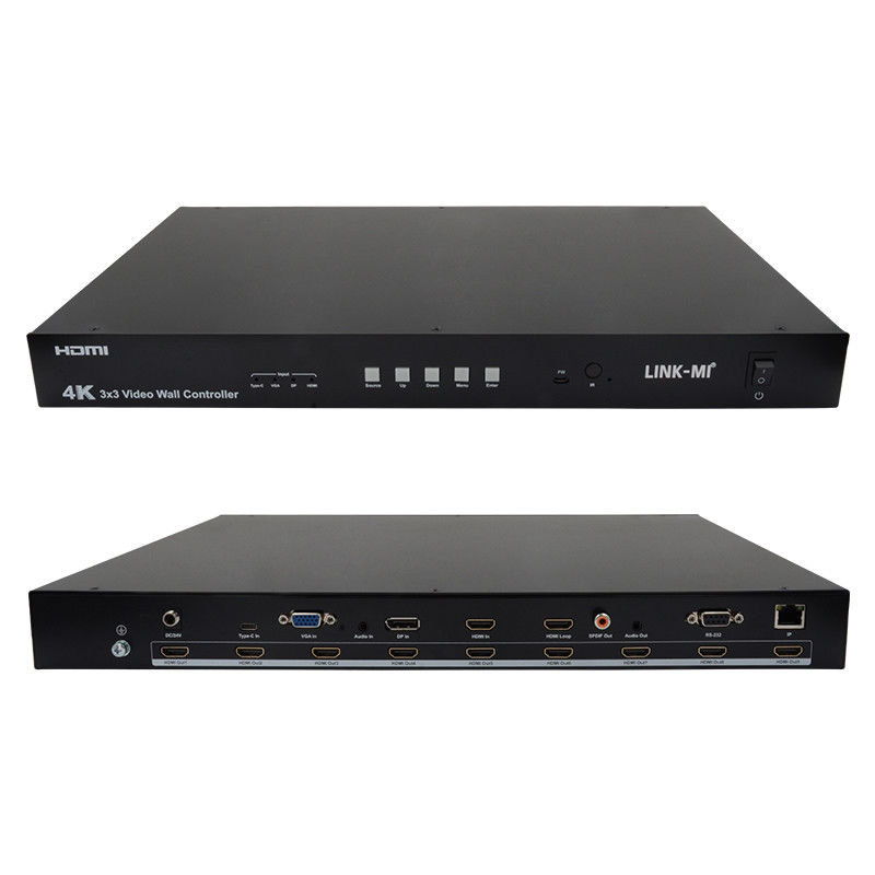Ελεγκτής τοίχου βίντεο Ultra HD 4K HDMI DP 3x3 Επεξεργαστής τοίχου βίντεο VGA USB Type-C