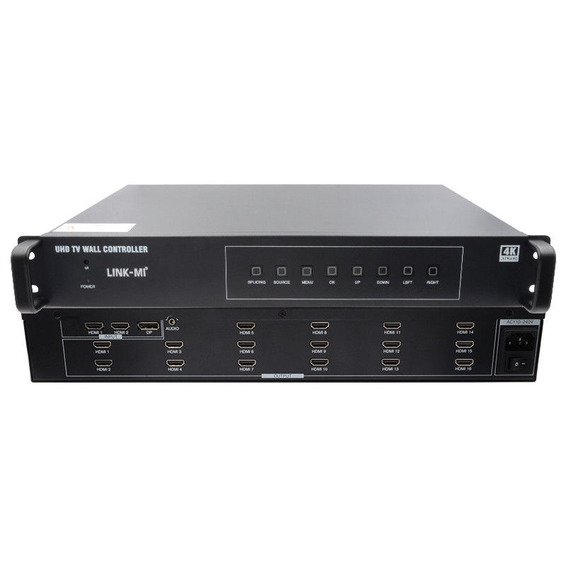4K 4X4 HDMI Ελεγκτής τοιχώματος βίντεο 16 HDMI εξόδους περιστροφή εικόνας επεξεργαστής τοίχου βίντεο