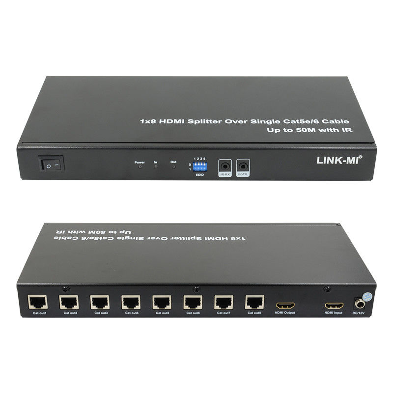 HDMI 50M 1X8 Splitter Over Cat5e 6 Υποστήριξη καλωδίου 3D IR 1080P 8 θύρες HDMI Splitter