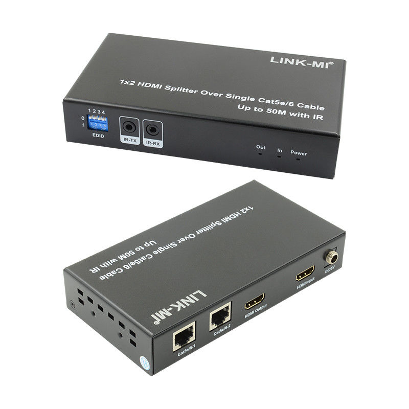 1X2 50M 4K HDMI Splitter Over Cat5e/6 Υποστήριξη καλωδίου 3D IR Cascading για 4 στρώματα