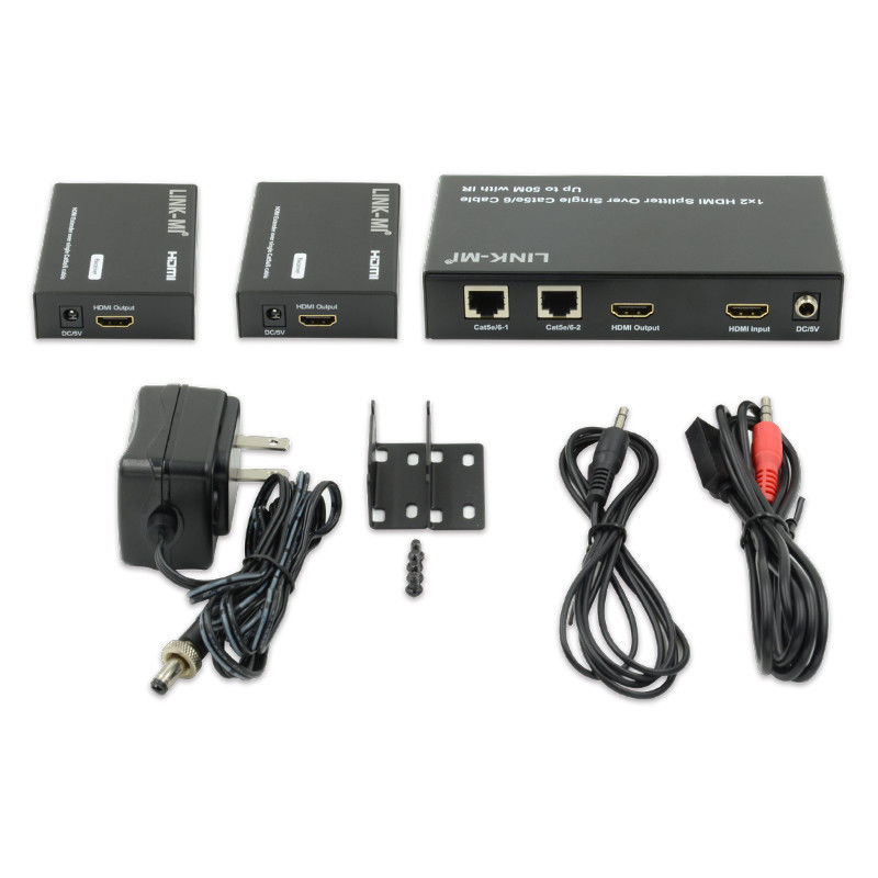1X2 50M 4K HDMI Splitter Over Cat5e/6 Υποστήριξη καλωδίου 3D IR Cascading για 4 στρώματα