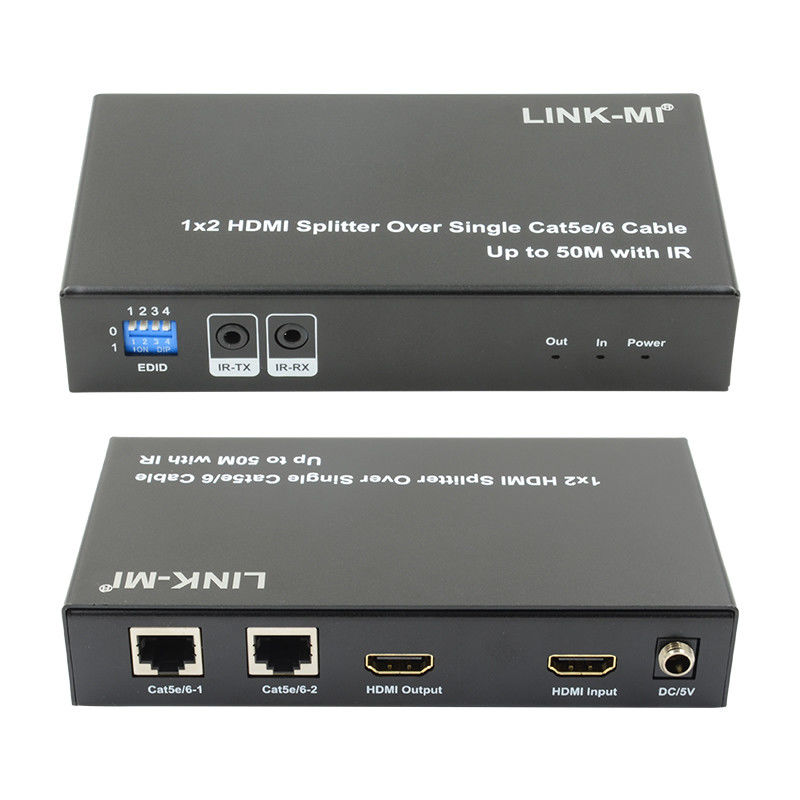 1X2 50M 4K HDMI Splitter Over Cat5e/6 Υποστήριξη καλωδίου 3D IR Cascading για 4 στρώματα
