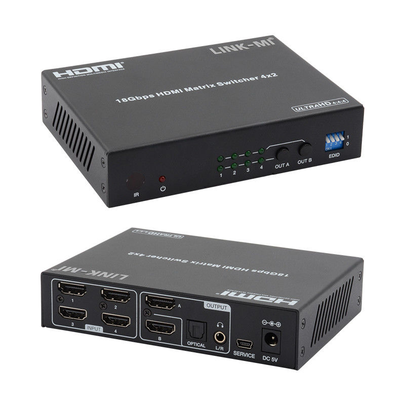 4X2 HDMI Matrix Switcher Hdmi Switch Audio Extractor 4K σε 1080P Εικονικό Switcher