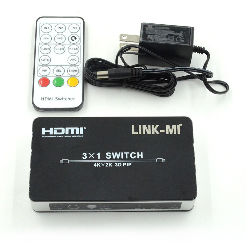 4K2K HDMI Switch 3x1 HDMI Splitter 5V 1A Υποστήριξη PIP 3D 3 σε 1 Video Switch
