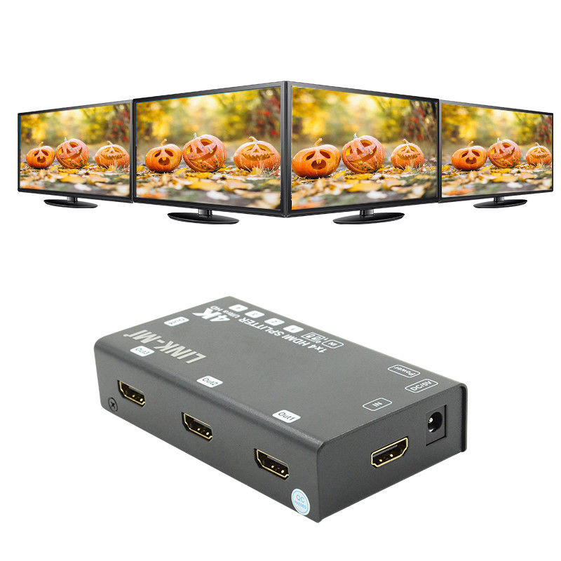 1X4 Video Splitter HDMI 4k 60Hz AV Splitter Υποστήριξη 3D EDID Για 4 τηλεοράσεις Ultra HD