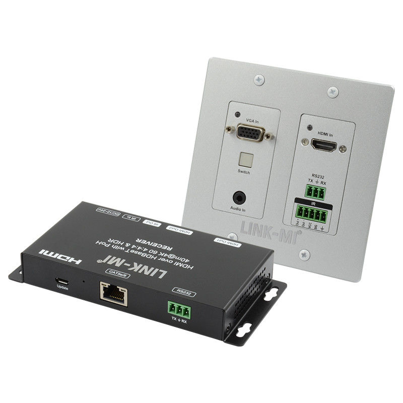 4K 40M HDBaseT HDMI+VGA Wallplate Extender Διο-κατευθυντική ευρυζωνική ζώνη IR RS232 Pass Through
