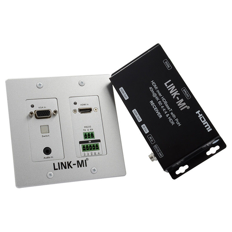 4K 40M HDBaseT HDMI+VGA Wallplate Extender Διο-κατευθυντική ευρυζωνική ζώνη IR RS232 Pass Through