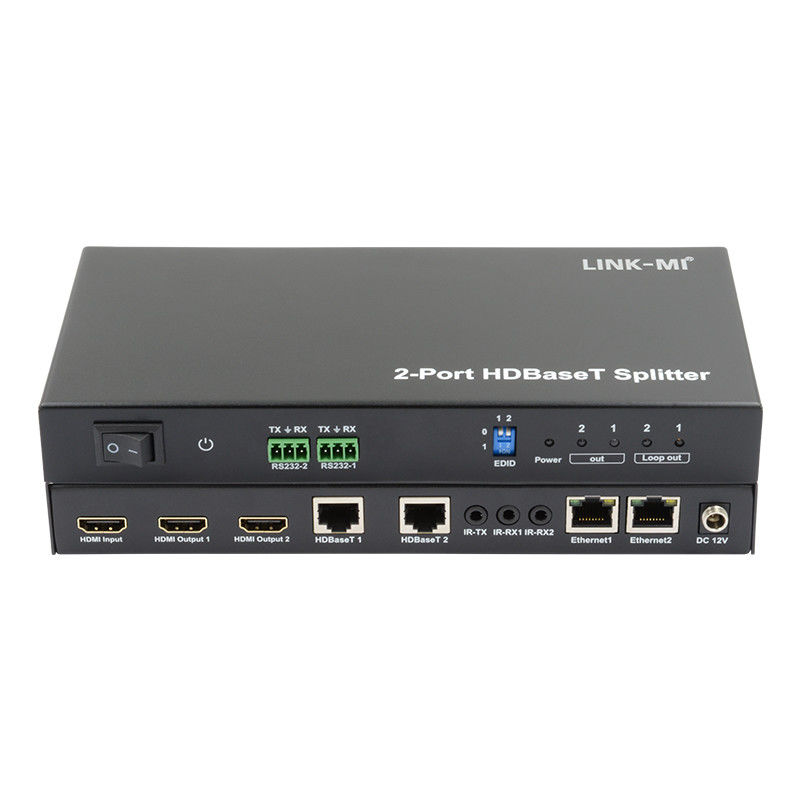 100m 1x2 HDBaseT Splitter με HDCP2.2 συμμόρφωση POC Ethernet και RS232 Pass Through