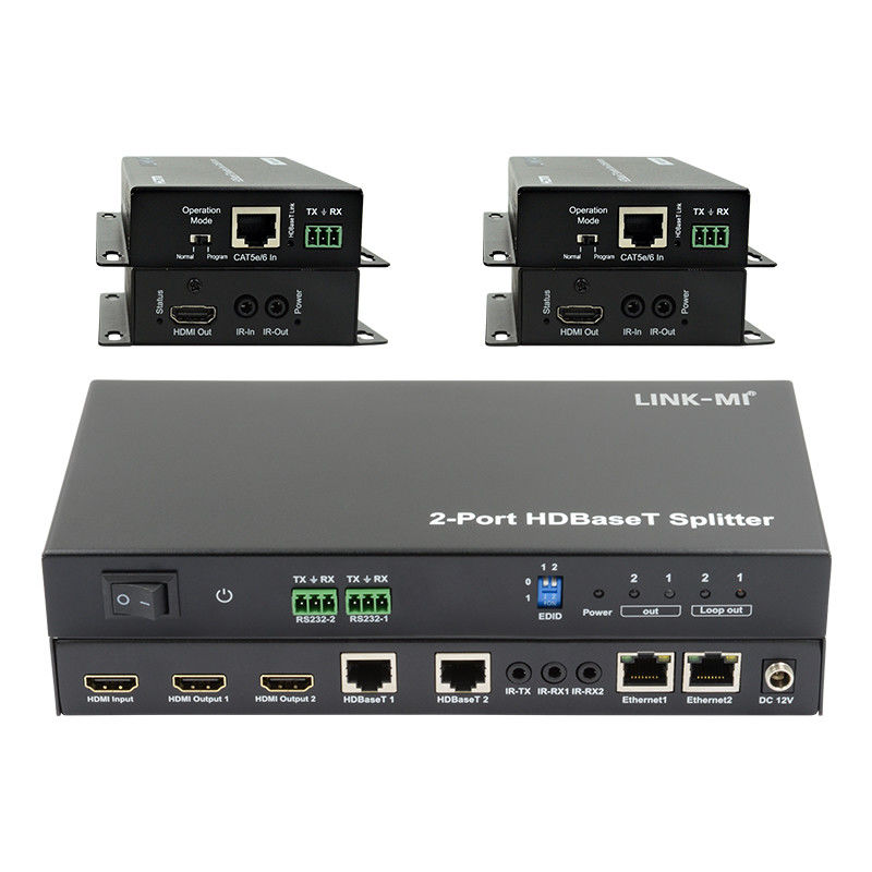 100m 1x2 HDBaseT Splitter με HDCP2.2 συμμόρφωση POC Ethernet και RS232 Pass Through
