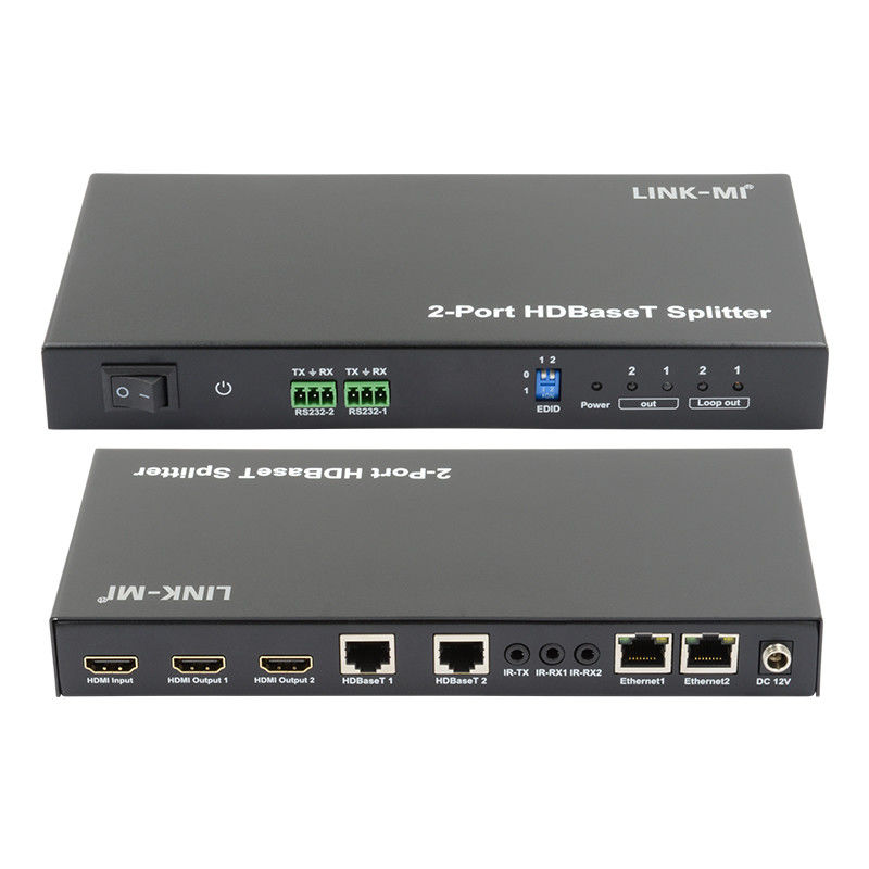 100m 1x2 HDBaseT Splitter με HDCP2.2 συμμόρφωση POC Ethernet και RS232 Pass Through