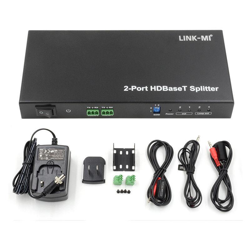 100m 1x2 HDBaseT Splitter με HDCP2.2 συμμόρφωση POC Ethernet και RS232 Pass Through