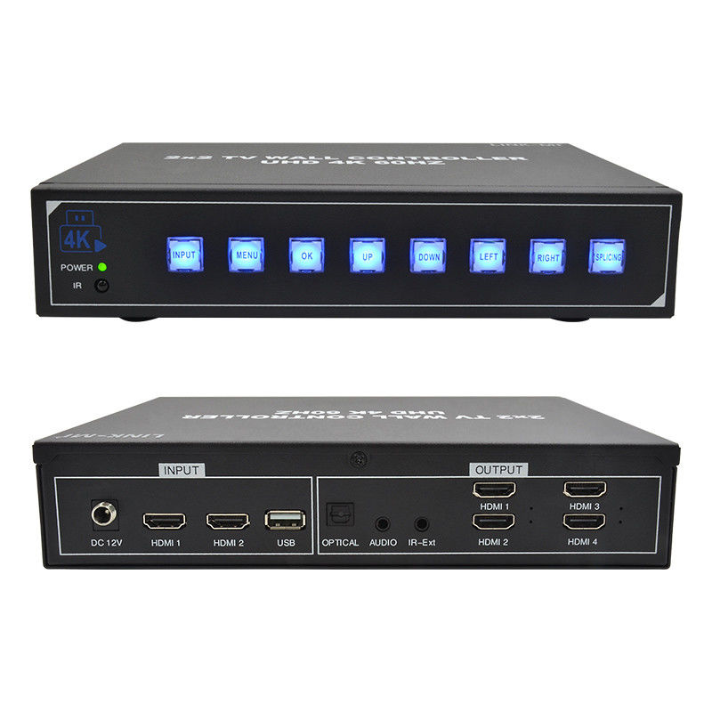 4K60 2x2 Ελεγκτής τοίχου βίντεο για 4 τηλεοράσεις σύνδεσης Υποστήριξη 1x2 1x3 1x4 4x1 3x1 2x1 UHD TV Wall Processor